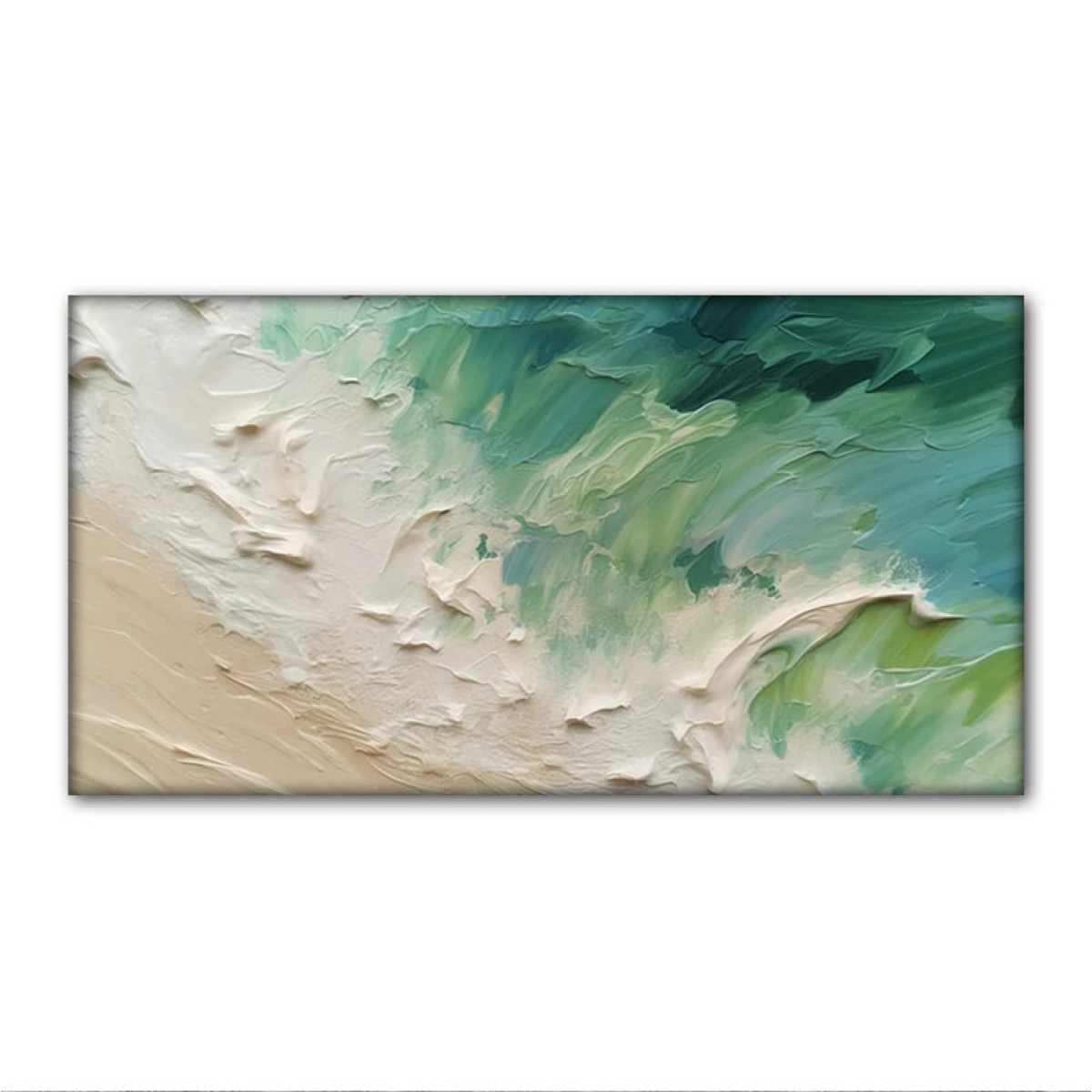 Blue Green Waves 3d Heavy Textured Partial Oil Painting